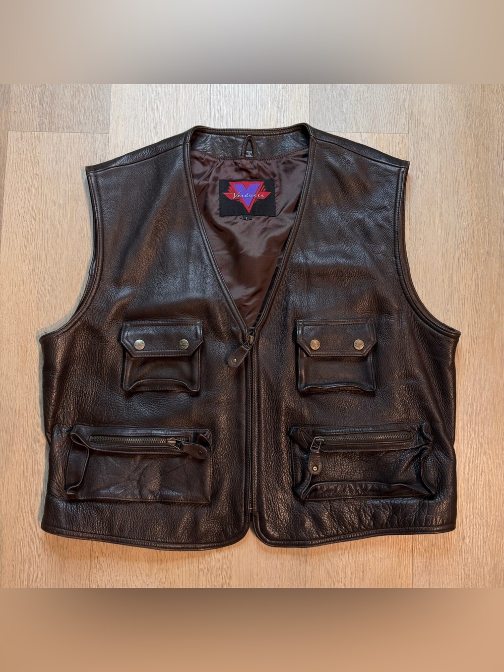 Verducci men’s vintage leather vest - large